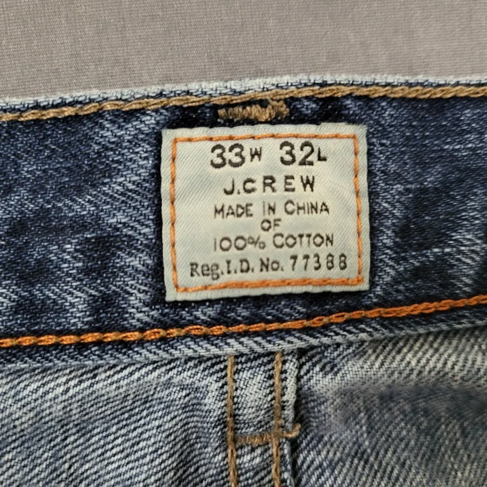 J. Crew Mens‎ 33W 32L Vintage Slim Jeans Distressed Blue Cotton
